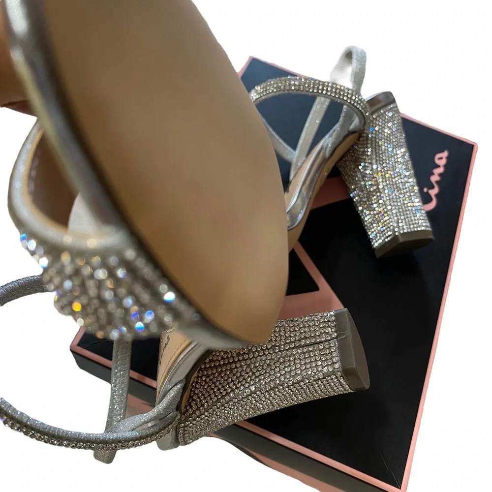 Womens Shoes NINA Ankle Strap Sequin Rhinestone Dress Party Glitter Size 6 M NEW - Picture 13 of 13